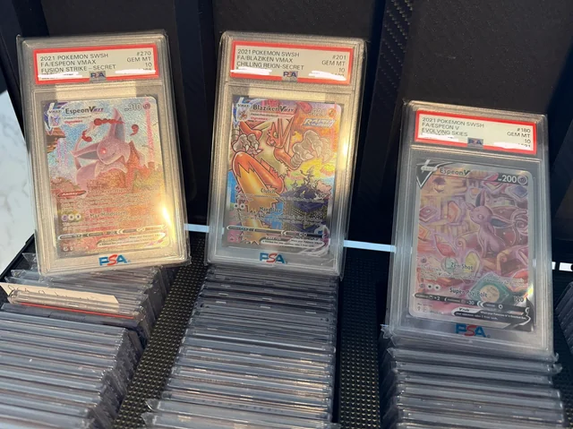 Personal collection of graded cards displayed